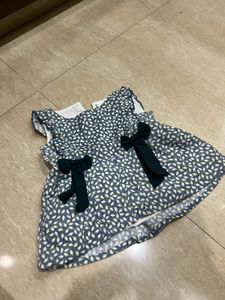 Girls Blue Leaf Print Dress