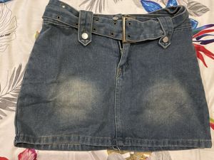 NewMe Denim Belted Mini Skirt/Skort