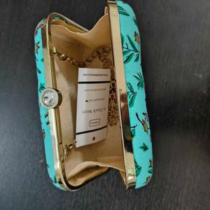 Brand New Sea Green animal Printed Clutch