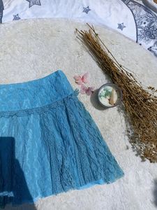 Y2K Blue Lace Mini Skirt Fairycore Coquette