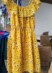 Yellow Floral Off-Shoulder Dress