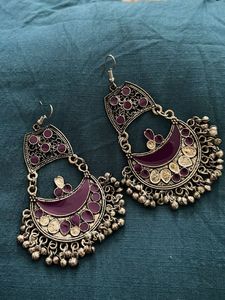 Boho Purple Crescent Earrings