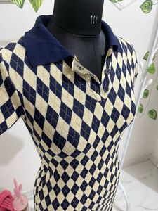 Argyle Pattern Polo Mini Dress [new without tag 🏷