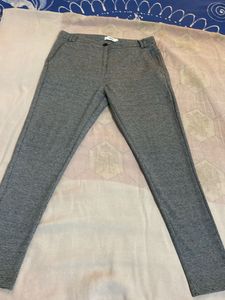 Streachble Grey Based Black Self Embossed Pant