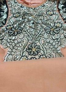 jacket style Peach Embroidered Kurta Set