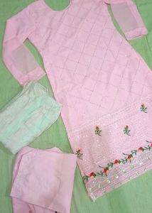 Pink Embroidered Suit Set