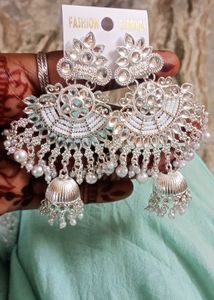 Silver Tone Jhumka Earrings