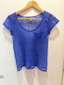 Royal Blue Lace Pocket Tee