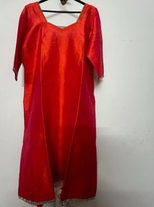 Orange Raw Silk Kurti