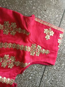 Beautiful Carrot Colour Blouse With Back Design