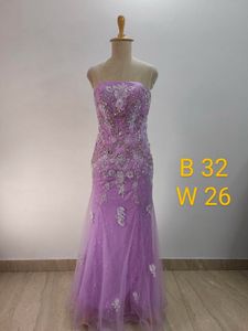 Lavender Floral Lace Formal Gown