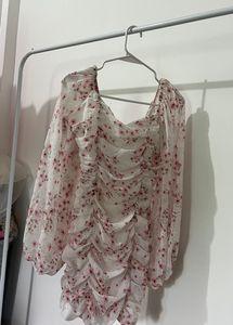 ASOS White Floral Print Dress