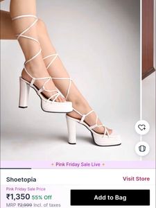 Shoetopia White Tie Up / Tied Platform Heels 🤍