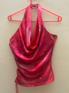 Pink Tie-Dye Halter Top
