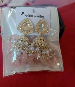 Pink Jhumka Earrings