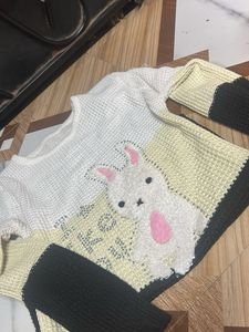 Cute Bunny Applique Knit Top