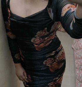 Floral Mesh Bodycon Dress