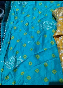 blue bandhni Printed Saree