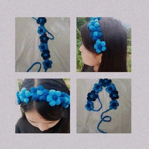 Blue Crochet Flower Headband