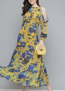 Floral Print Cold Shoulder Maxi Dress