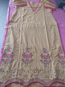 Mustard Embroidered Kurta With Plazo