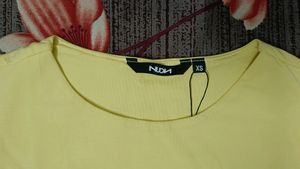 Nuon Yellow Cotton Blend Crop T-Shirt