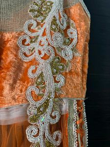 Embroidered Orange Ethnic Dress