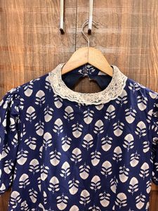 Blue &amp; White Floral Print Dress
