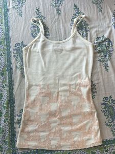 Cute White & Pink Sequenced Tank Top