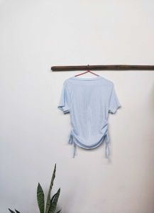 Light Blue Drawstring Top