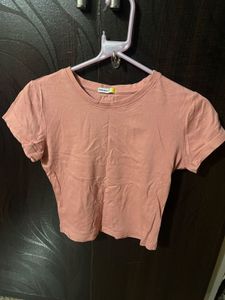 Pink Basic Crop Top - L