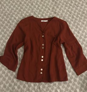 Rust Button-Down Formal Top