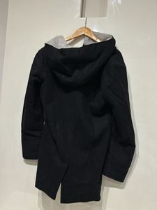 Black Fur Blazer With Hoodie