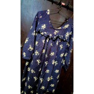 Floral Print Navy Maxi Dress