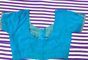 🔥PRICE DROP🔥 SKY BLUE SAREE WITH READY BLOUSE