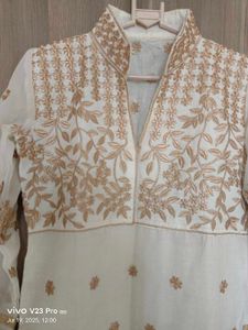 Off White Embroidered Kurta Set