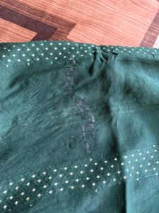Striped &amp; Dotted Green Sarees (Set of 2)