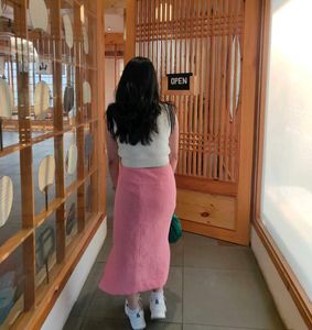 Peach Tweed Skirt