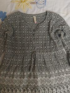 Embroidered Grey Tunic Top