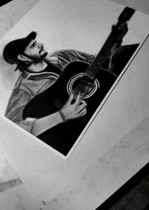 Guitar Player Framed Drawing