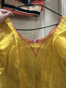 Chander Silk Yellow Beautiful Kurta Set