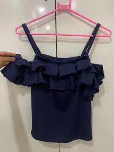 Ruffle Navy Blue Top