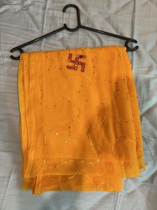yellow Embellished Saree