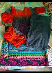 Suit Set Orange &Ash Coloured