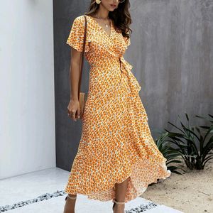 Floral Wrap Midi Dress