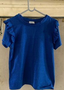 Cute Blue Ruffle Sleeve Top
