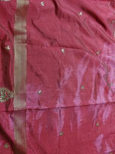 Elegant Red Cotton Silk Saree