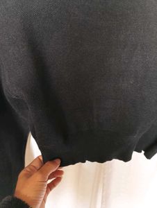 Black Cropped Button-Up Cardigan