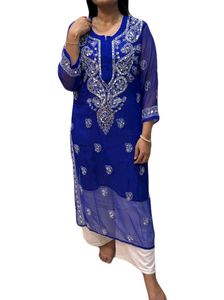 Elegant Blue Mirror Work Embroidered Kurta