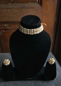 COMBO Pearl Choker Set With Earrings